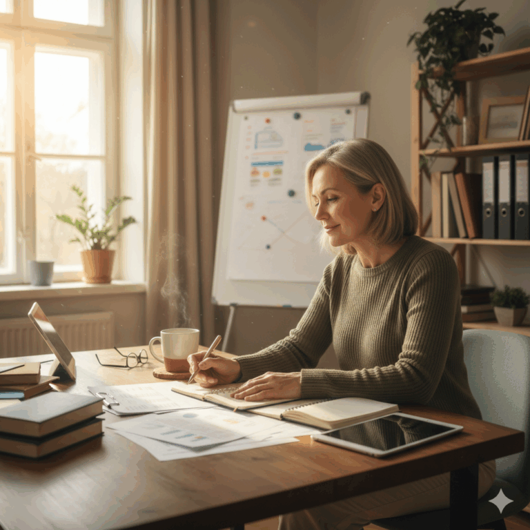 Eine Frau informiert sich über die Pflege-Änderungen für Angehörige im Jahr 2025.