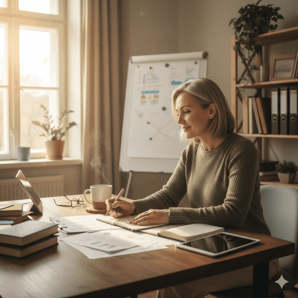 Eine Frau informiert sich über die Pflege-Änderungen für Angehörige im Jahr 2025.