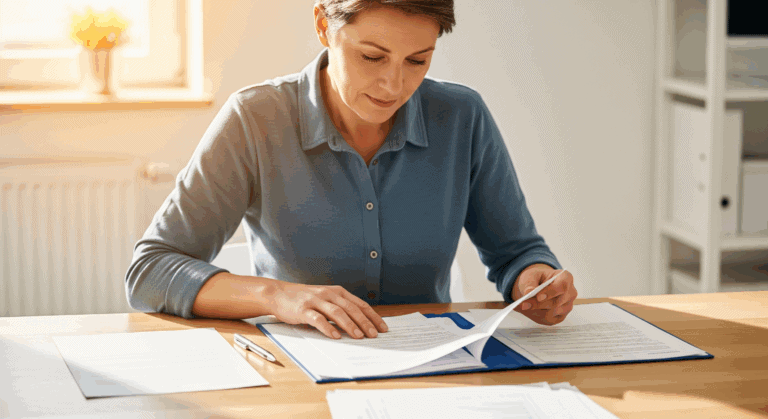 Patientenakte einsehen: Person prüft ihre Patientenakte, um ihr Recht auf Akteneinsicht nach § 630g BGB wahrzunehmen.